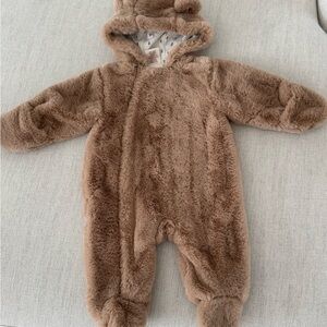 H&M Cozy Brown Fleece Baby Onesie